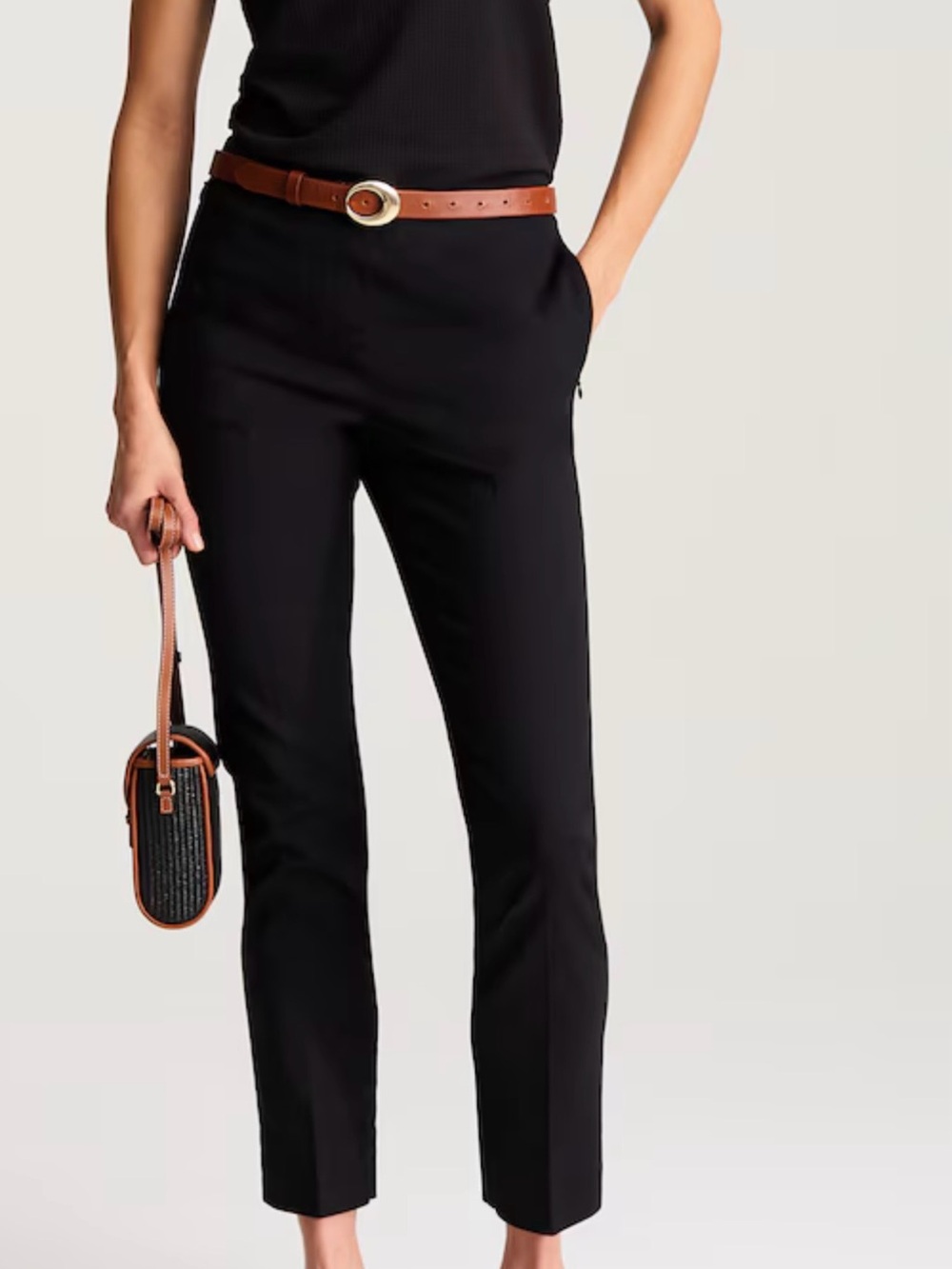 J.Jill Essential Cotton Stretch Black Straight-Leg Trousers